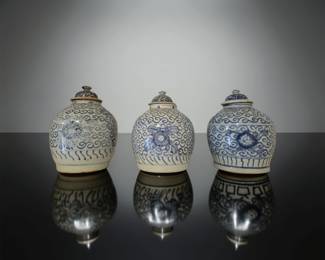 Set of 3 Ming Dynasty Lidded Jars ca. 1610 $525 or bid #169