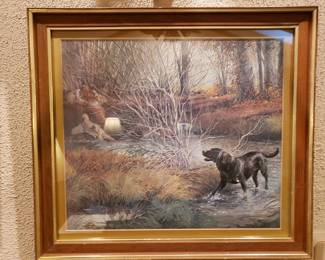 'Black Lab and Pheasant' lithograph