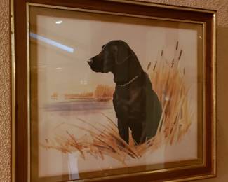 Mid century modern Black Lab lithograph by Elliott