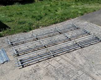 Vogel-Peterson aluminum shelves with coat hooks for school, church, etc. Each is 11 in. x 8 ft.