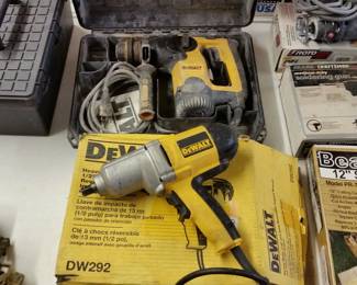 DeWalt corded 1/2" impact wrench and DeWalt corded angle drill