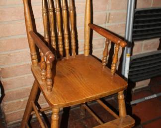 press-back oak highchair