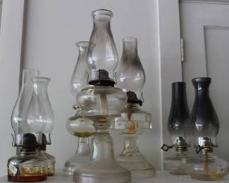 oil lamps, also two Aladdins