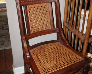 four Eastlake chairs, good caning