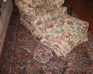 La-z-Boy chair and footstool, on a Karastan wool rug