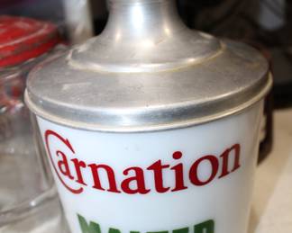 milk-glass Carnation Maleted Milk jar with original aluminum lid