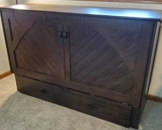 PRESALE OF MURPHY BED AT $1,500-EXCELLENT PIECE FOR SPACE SAVING WITH THIS FABULOUS BAREY USED MURPHY BED. MATTRESS IS SOOO COMFY AND EASILY PULLS OUT WHEN COMPANY COMES OVER. LOOKS LIKE A FABULOUS PIECE OF FURNITURE WHEN NOTE IN USE.