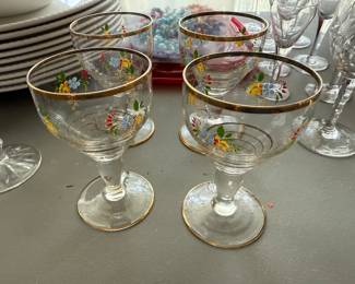 vintage hand painted wine glasses