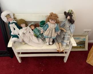vintage dolls & bench