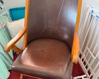 Vintage leather campaign chairs, 2 (one has damage on the seat)