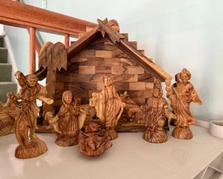 Olive wood nativity set