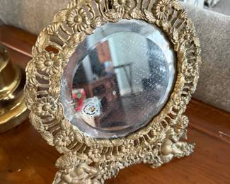 Antique cast iron Table Vanity Mirror 1950s