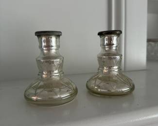 Antique mercury glass candleholders