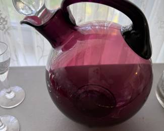 Mid Century Glass Decanter in Amethyst