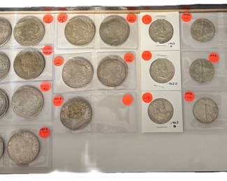 Variety of Peace dollars & Morgan's, Walking Liberty and Franklin half dollars