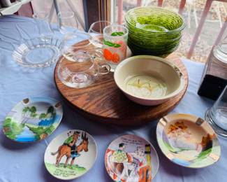(Two trinket dishes with writing on them in this photo have been sold)