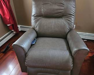 Gray Leather Electric Recliner