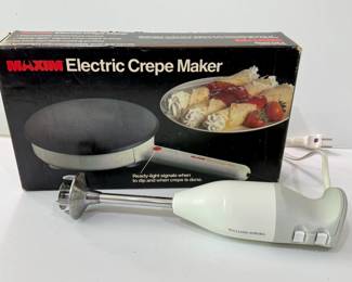 Maxim electric crepe maker and Black & Decker hand blender