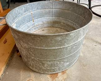 Large galvanized metal basin