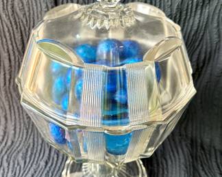Adams & Co. EAPG glass footed compote with lid 