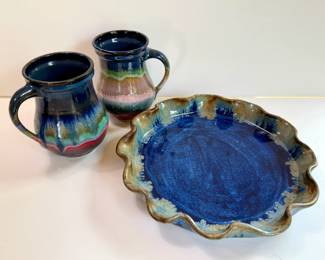 Pigeon Forge pottery mugs and pie plate