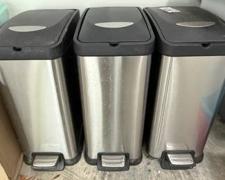 Small stainless trash bins