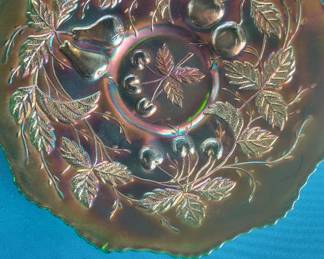 Northwood Three Fruits Amethyst Carnival Glass 9" 