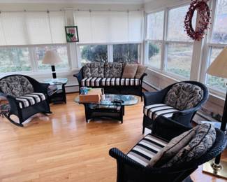 Seven piece set of beautiful Black Resin Wicker furniture