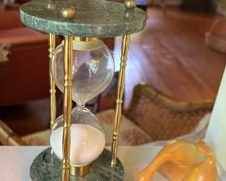 Green Marble and Brass Hour Glass