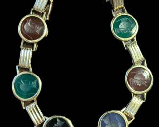 Vintage 14k Yellow Gold ROMAN SOLDIER Intaglio Bracelet
