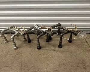 Lot of 3 Custom Made Industrial Steampunk Reindeer Pipe Desk Lamps