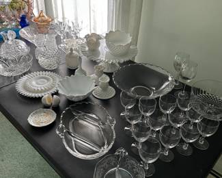 Some beautiful clear glass, all vintage and some lovely milk glass pieces!