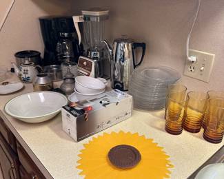 Several more pieces of mid-century, modern glasses, etc., and lots of pristine, small kitchen appliances!