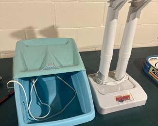 Both of these items have to do with feet! The one on the left, soothes your feet, the one on the right dried your boots and shoes for your feet