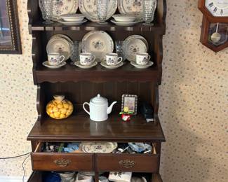 2 piece Bassett wood hutch
36” w 17.75” d 73.25”t. $ 185.00