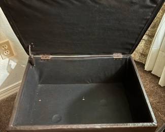 (2) Storage ottoman(s) faux brown leather. 23”w 18”d 17”t. $ 50.00 each