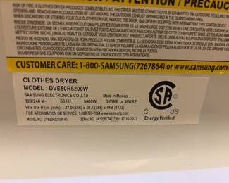 Samsung Dryer electric with moisture sensor. Purchased Dec. 2022 $450.00
2 yr transferable warranty left!
