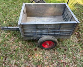 Rubbermaid trolley with Tractor attachment. $250.00