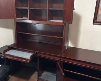 3 piece desk with hutch bookshelf and storage 50”w 24” d 78” t; 32”w 24”d 31”t. $250.00