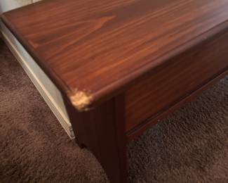 Low wood storage bench
36” w 11.5” d 18.25” t. $ 40.00
Has damage on corners priced lowered