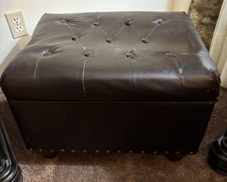 (2) Storage ottoman(s) faux brown leather. 23”w 18”d 17”t. $ 50.00 each