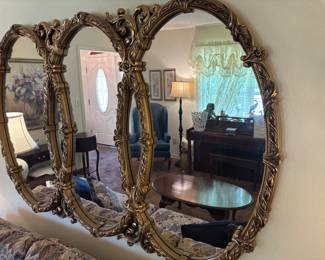 Gold Hollywood Regency Mirror
66”w 43” t.