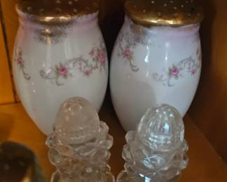 Hand-Painted Porcelain Salt & Pepper Shakers with Roses