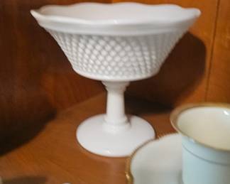 Westmoreland American Hobnail Milk Glass Open Compote