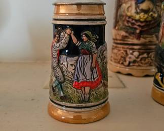 Germany lidded Luster beer stein (keinen tropfen im beecher MEHR)