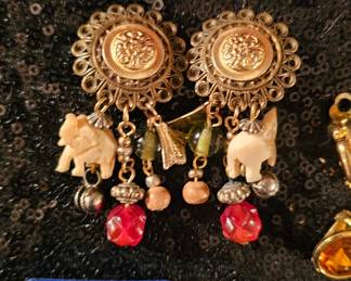 Vintage Clip-on Elephant Earrings by Dallas Designer