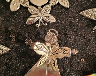 VINTAGE Emilia Cashilla 1997 Clip Pin - Angel with Butterfly Wings & Emilia Castillo Butterfly Wreath Scarf Clip Vintage Neiman Marcus 1996