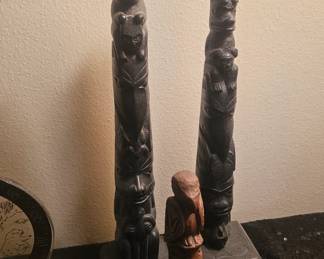 Vintage Boma Canada Black Resin Totems Set of 2