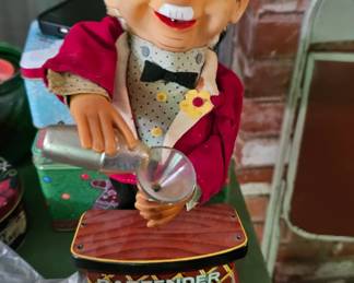 Vintage 1960's Rosko Battery Operated Tin Litho Bartender