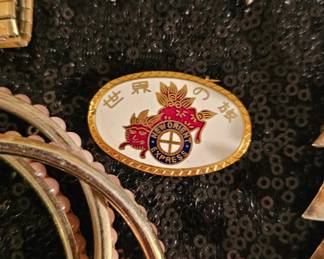 Vintage Enamel Japanese World Journey New Orient Express Train Brooch Pin
